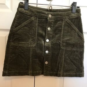 Wild Fable Corduroy Green Button Skirt